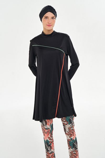 ROZAMAY Lycra Full Covered Hijab Μαγιό Καλσόν με σχέδιο 3126 Μαύρο