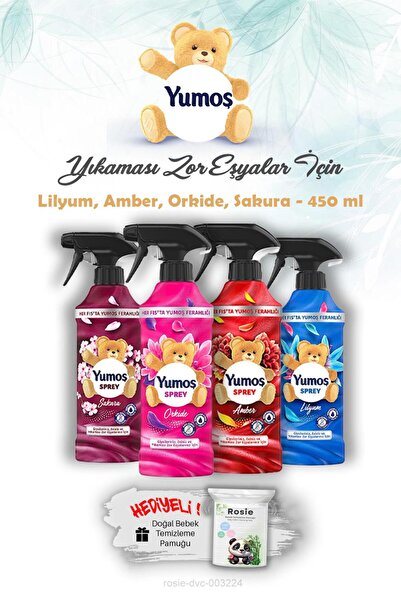 Yumoş 450 Ml Yıkanması Zor Eşyalar Yumoş Sprey Orkide, Sakura, Amber ve Lilyu...
