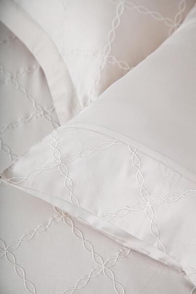 Ecocotton Mahfer King Size Duvet Cover Set 100% Organic Cotton Satin Embroidered Beige 240x220 Cm