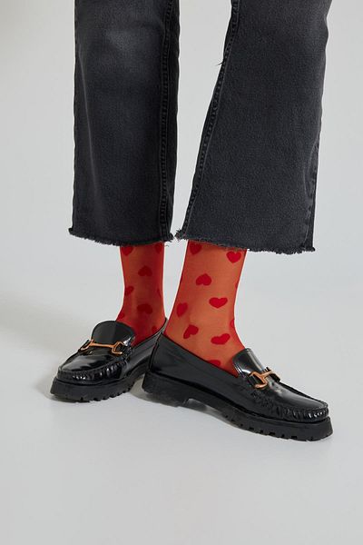 Katia&Bony Red Women's Thin Socket Heart Socks