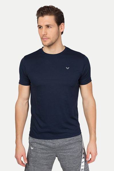 bilcee Tricou pentru bărbați, albastru bleumarin, cu mânecă scurtă, pentru antrenament, fitness, sport 1332