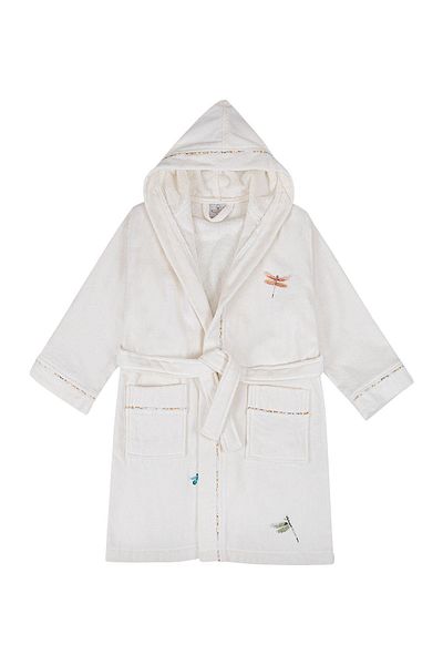 Ecocotton Μπουρνούζι Nina Girl's 100% Organic Cotton Κεντημένο Κρεμ-κίτρινο