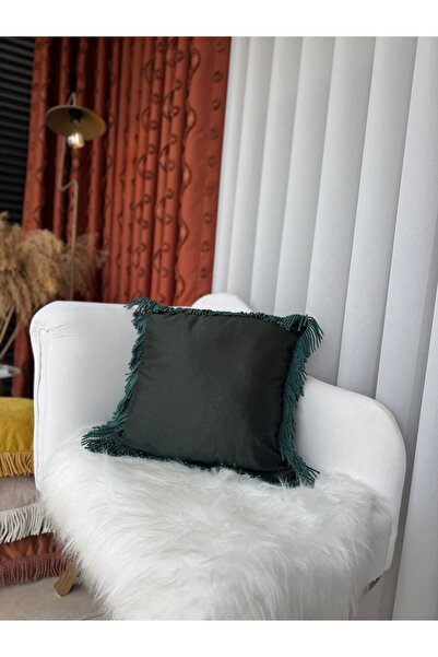 AYDINDOKUMA Ruby Tasseled Velvet Fabric Throw Pillow Cover with Fringes