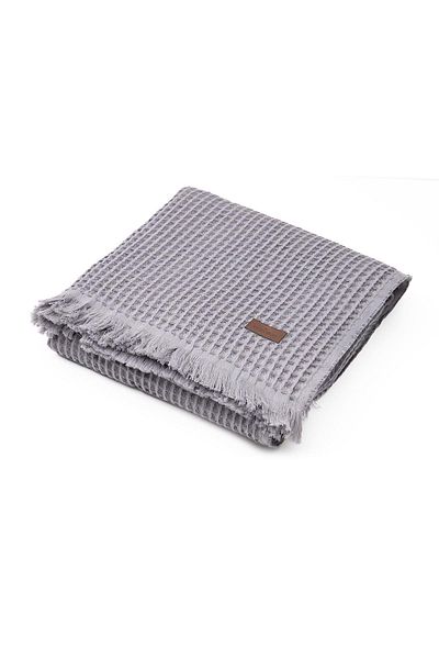 Ecocotton Seren Single Pique Blanket 100% Organic Cotton Melange Anthracite 160x220 Cm