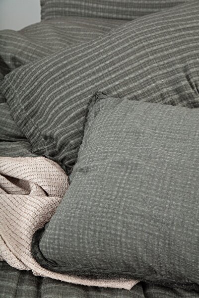 Ecocotton Tara King Size Duvet Cover Set 100% Organic Cotton Muslin Green 240x220 Cm