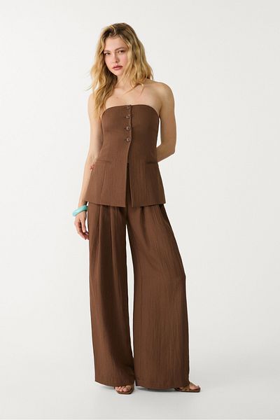 Stradivarius Textured bustier top with buttons