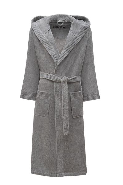 Ecocotton Ecosoft New ανδρικό μπουρνούζι 100% οργανικό βαμβάκι Dobby Grey