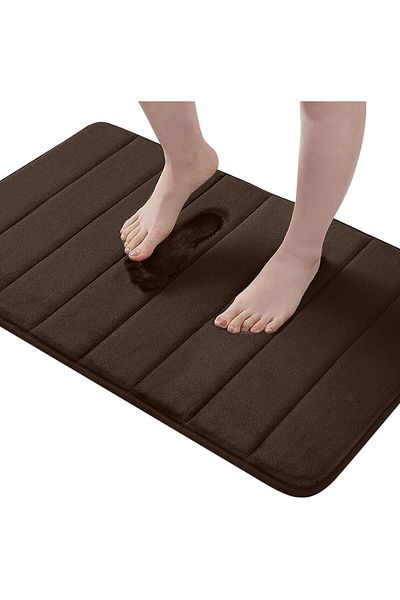 COOYA Memory Foam Bath Mat, 24" x 16", Soft and Non-Slip, Water Absorbent, Machine Washable Bath(Brown)