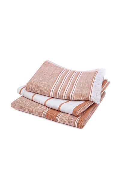 Ecocotton Elis Кърпи за сушене от 3 бр., 100% органична памучна прежда, боядисани със специална тъкан, кремави, 40x60 см