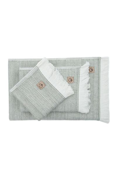 Ecocotton Σετ πετσετών Hasna 3 τεμαχίων 100% οργανικό βαμβάκι λινό μελανζέ χακί