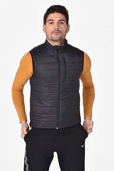 bilcee Men's Black Zero Sleeve Zippered Pocket Vest 1268