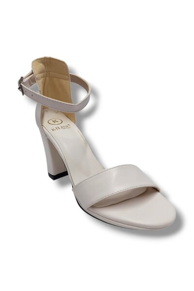 Fix صندل نسائي من Kılınç 986-25 مصنوع من الجلد بشريط واحد وكعب عالٍ