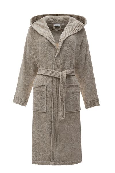 Ecocotton Ecosoft New γυναικείο μπουρνούζι 100% οργανικό βαμβάκι Dobby Beige