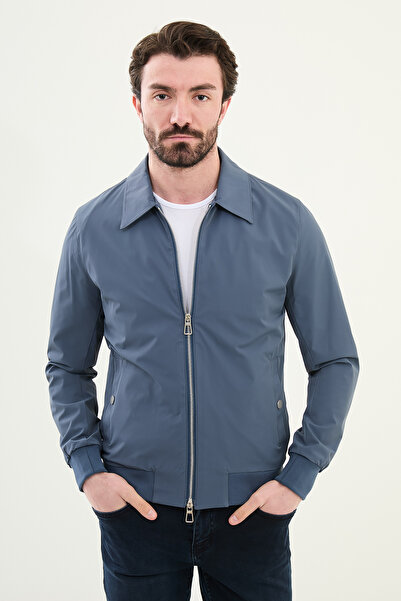 Mcr Прямий Slim Fit сорочка з коміром і подвійною блискавкою Чоловічий пальто...