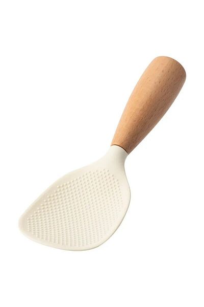 Choice 1pc White 1pc Silicone Spoon Non-stick Cooking Spoon Anti-scalding Pot Rice High-temperature-resista