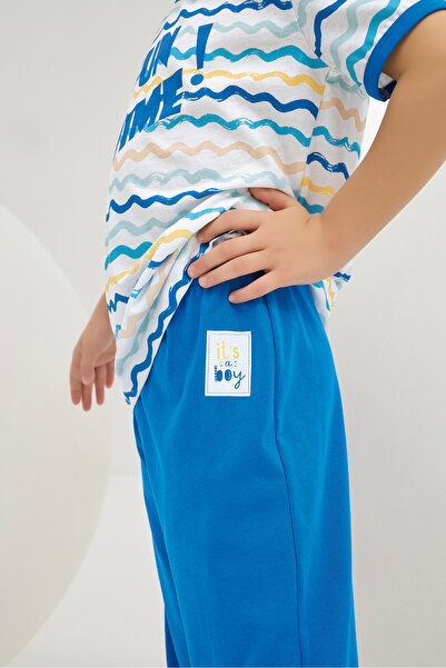 Sevim Хлопчачий, з хвилястим візерунком, 100% бавовна, еластичні штанини, піжамний комплект