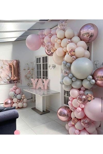 Ezgi Party Store Pink Balloon Chain Set 100 Balloon Chains