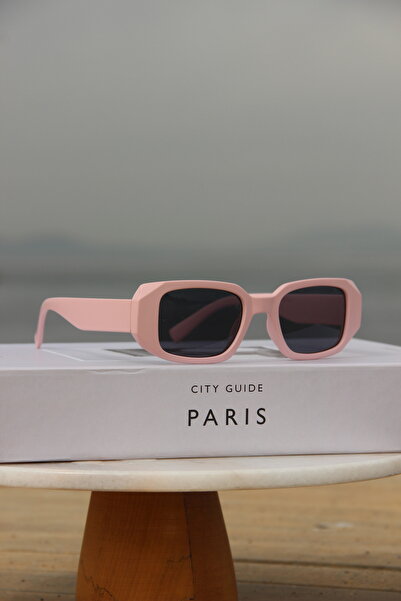 Mucemi Siyah Ultraviyole 400 Korumalı Cam Pembe Çerçeve Kadın Güneş Gözlüğü