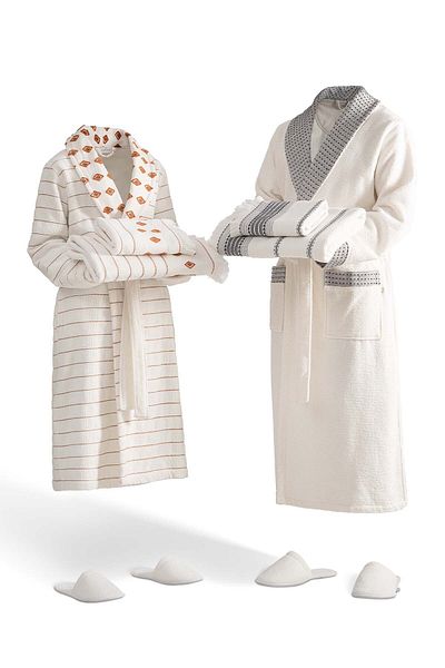 Ecocotton Σετ οικογενειακό μπουρνούζι Imre από 100% οργανικό βαμβάκι Terra/Μαύρο - M/L