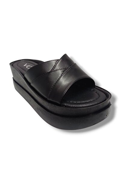 Voga 2500-83-25 Deri Dolgu Topuk Kadın Terlik