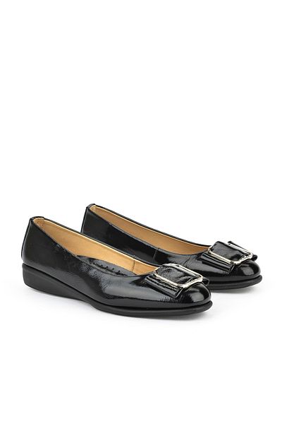 Ziya Balerini confortabili din piele naturală de damă 1511050 Z22212 Negru