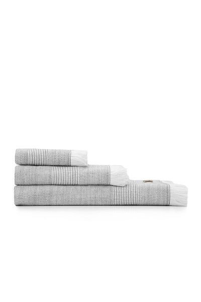 Ecocotton Σετ πετσετών Hasna 3 τεμαχίων 100% οργανικό βαμβάκι λινό μελανζέ ανθρακί