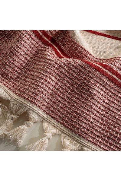 Ecocotton Arden Hand Face Towel 100% Organic Cotton Blended Hemp Towel Red-beige 50x80 Cm