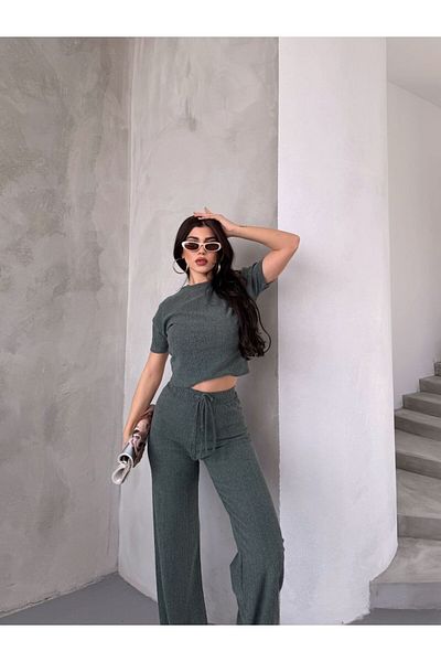 Laressi Wooden Shell Pattern Crop Suit