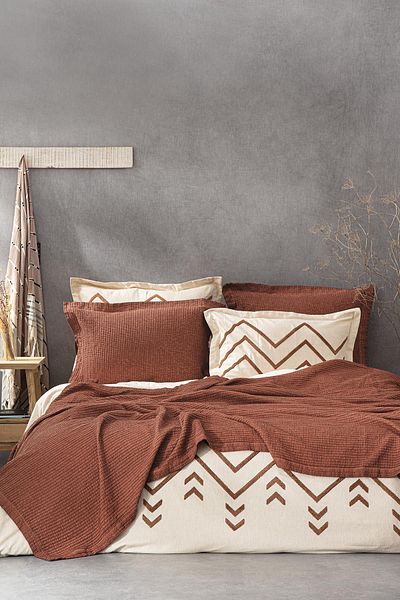 Ecocotton Кувертюра за легло Sara, 100% органичен памук, пике, тера, 220x240 см
