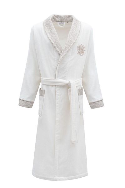Ecocotton Ανδρικό μπουρνούζι Liva 100% οργανικό βαμβάκι κεντημένη κρέμα