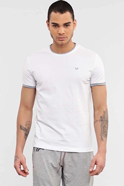 bilcee Tricou alb din bumbac pentru bărbați, cu gâtul rotund, sport și casual...