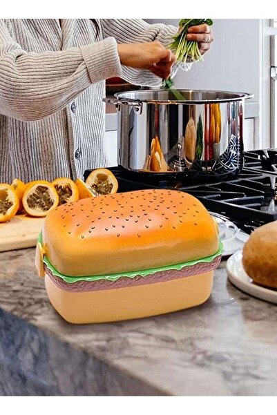 COOYA Portable 3-Tier Burger Lunch Box with Spoon, for Girls and Boys, for Picnics/Outings/Work/School