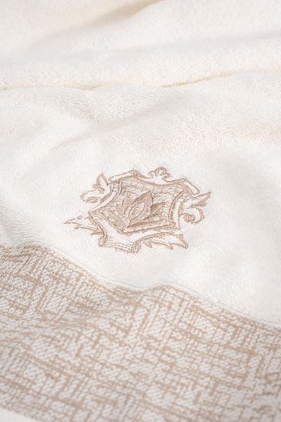 Ecocotton Ανδρική πετσέτα προσώπου Liva 100% οργανικό βαμβάκι κεντημένη κρέμα 50x90 cm
