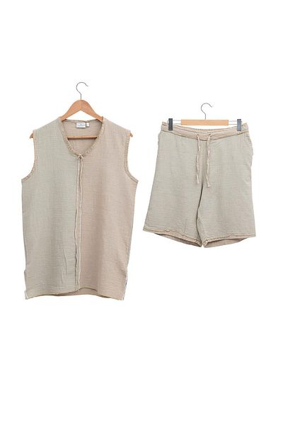 Ecocotton Σετ πιτζάμες Melsa Ανδρικό Σορτς 100% Οργανικό Βαμβάκι Μουσελίνα Πράσινο