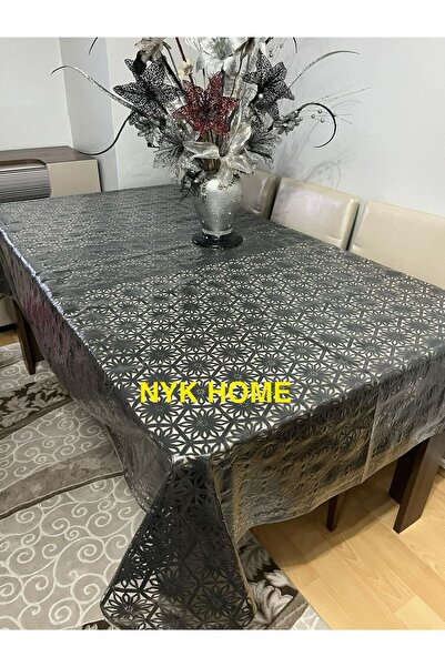 NYK HOME Hasır Desen Lüks Pvc Silinebilir Masa Örtüsü Tüm Renk Ve Ölçüler SİYAH