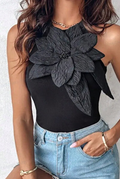 Trend aksesuar Dikme Boncuk Detaylı Çift Katlı Çiçek