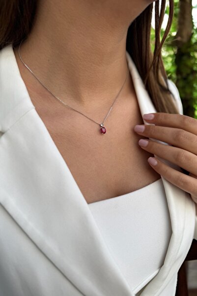 Utku Kuyumculuk 14 AYAR 1,35 CT YAKUT TAŞLI VE PIRLANTA TAŞLI ALTIN KOLYE