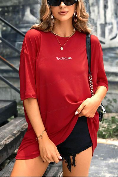 Teenage Millionaire Látványos Red Oversize Salas Boyfriend női póló