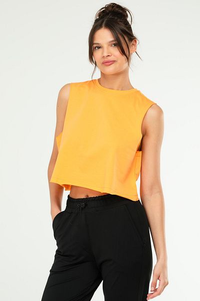 speedlife Tricou portocaliu 100% bumbac cu decolteu pentru femei - SF0749