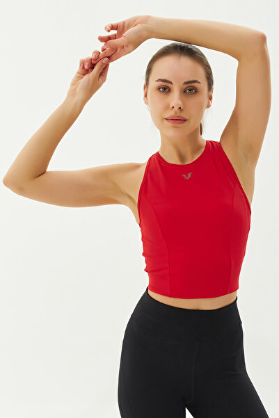 bilcee Women's Red Recovery Crew Neck Crop Body Bra - Sports and Daily Supported 9209