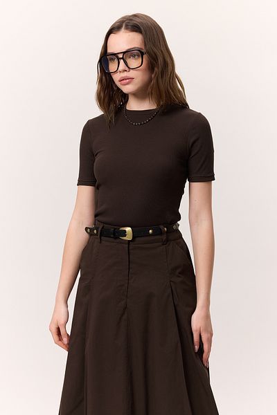Manuka Short Sleeve Ribbed Body Brown
