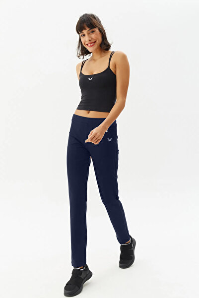 bilcee Kadın Koyu Lacivert Düz Paça Örme Eşofman Altı 2747