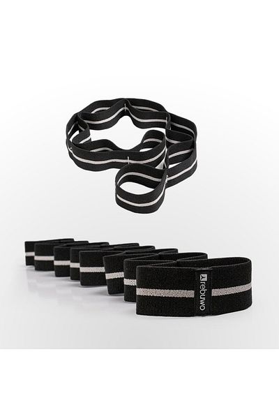 Rebuwo 8 Stage Pilates Band - Resistance Band and Yoga Rubber Black