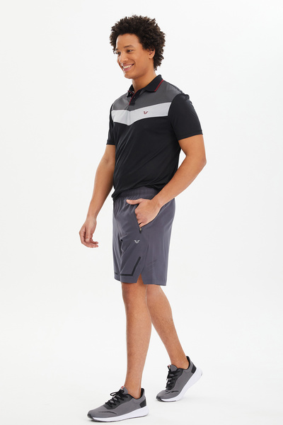 bilcee Ανδρικό σορτς προπόνησης με λεπτό υφαντό ύφασμα με τσέπες με φερμουάρ σε γκρι χρώμα 0699