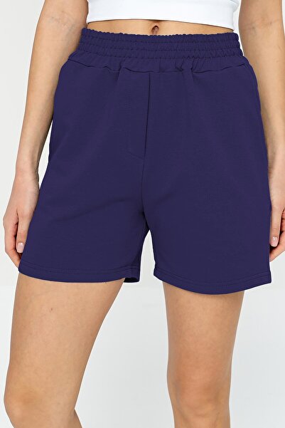 bilcee Quicktime Women's Parliament High Waist Cotton Pocketed Elastic Waistband Sports Shorts 7006