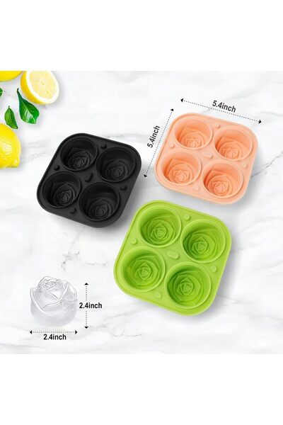 Yelajoy Rose Ice Tray,make 4-cube, Silicone Reusable Molds,perfect For Cocktails & Drinks