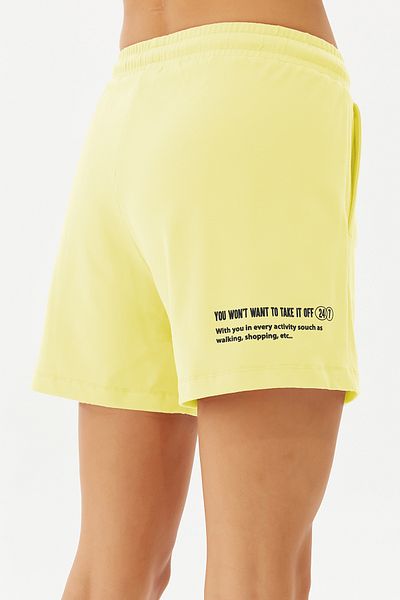 bilcee Women's Yellow Print Detailed 100% Cotton Pocket Short Casual and Sports Shorts 0102