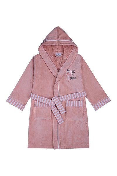 Ecocotton Μπουρνούζι για κορίτσια Ballerina 100% οργανικό βαμβάκι κεντημένη πούδρα