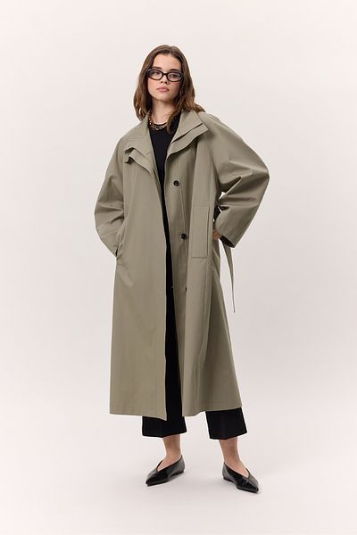 Manuka Hoher Trenchcoat – Übergröße – Grün