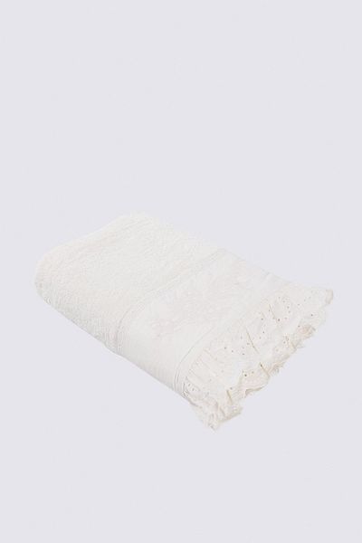 Ecocotton Πετσέτα μπάνιου Elsa 100% οργανικό βαμβάκι κεντημένη κρέμα 80x150 εκ.
